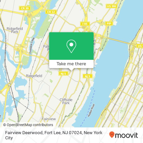 Mapa de Fairview Deerwood, Fort Lee, NJ 07024