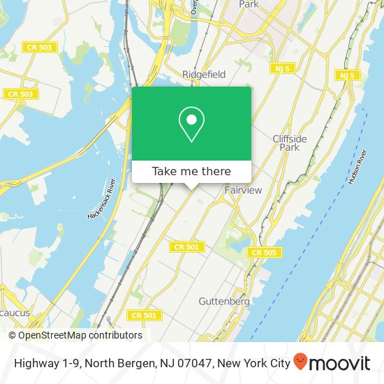 Mapa de Highway 1-9, North Bergen, NJ 07047