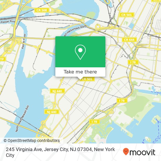 Mapa de 245 Virginia Ave, Jersey City, NJ 07304