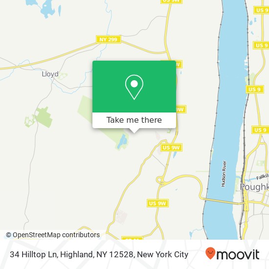 Mapa de 34 Hilltop Ln, Highland, NY 12528