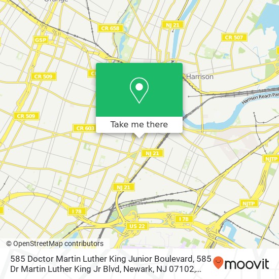 585 Doctor Martin Luther King Junior Boulevard, 585 Dr Martin Luther King Jr Blvd, Newark, NJ 07102, USA map