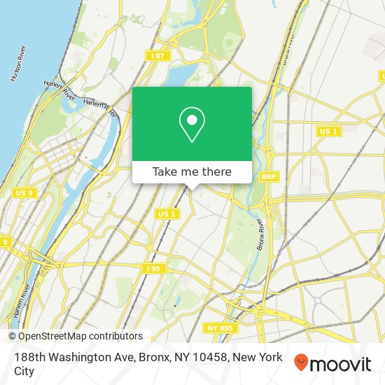 Mapa de 188th Washington Ave, Bronx, NY 10458