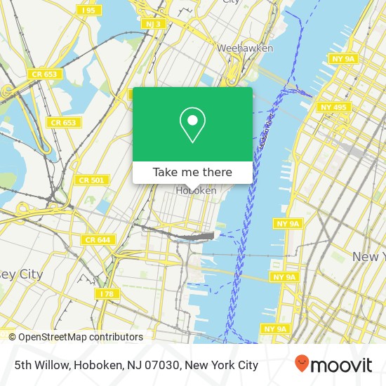 Mapa de 5th Willow, Hoboken, NJ 07030