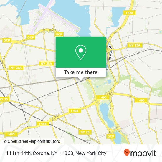 Mapa de 111th 44th, Corona, NY 11368