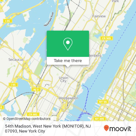 Mapa de 54th Madison, West New York (MONITOR), NJ 07093