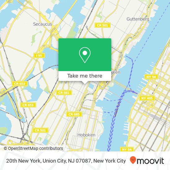 Mapa de 20th New York, Union City, NJ 07087