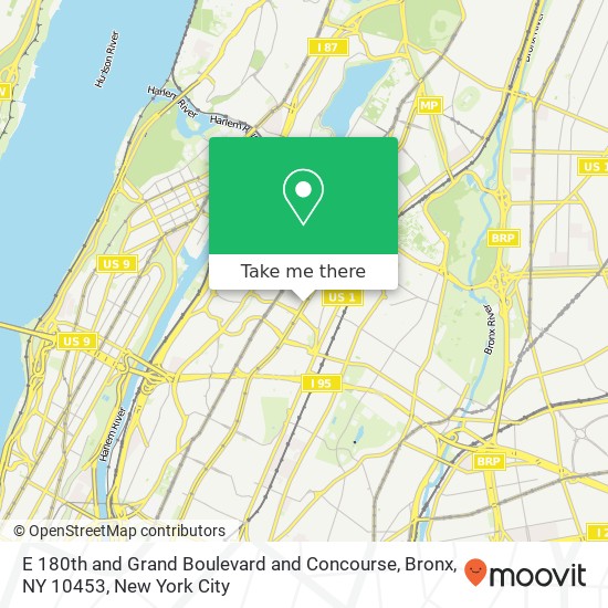 Mapa de E 180th and Grand Boulevard and Concourse, Bronx, NY 10453