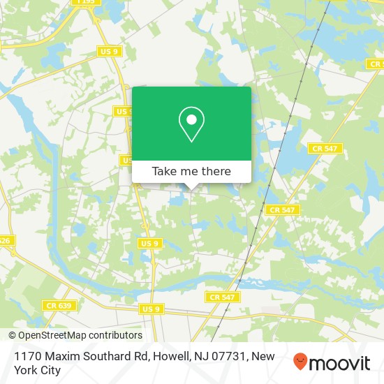 Mapa de 1170 Maxim Southard Rd, Howell, NJ 07731