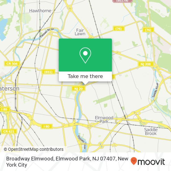 Mapa de Broadway Elmwood, Elmwood Park, NJ 07407