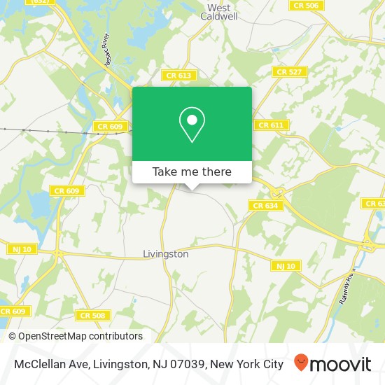 Mapa de McClellan Ave, Livingston, NJ 07039