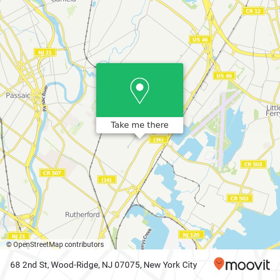 Mapa de 68 2nd St, Wood-Ridge, NJ 07075