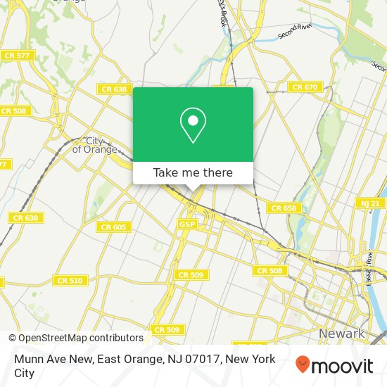 Mapa de Munn Ave New, East Orange, NJ 07017