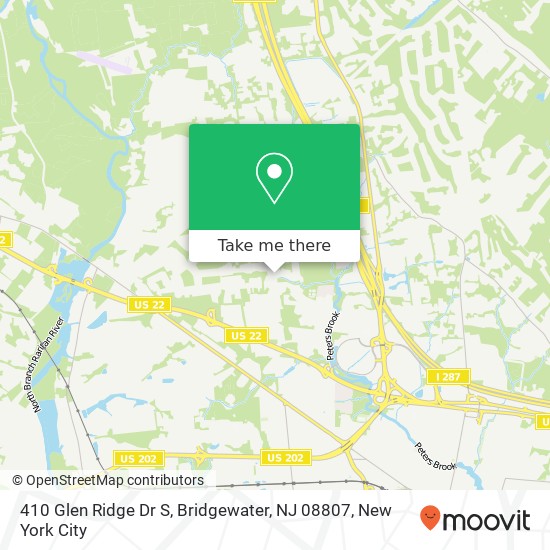 Mapa de 410 Glen Ridge Dr S, Bridgewater, NJ 08807