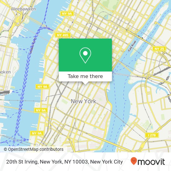 Mapa de 20th St Irving, New York, NY 10003