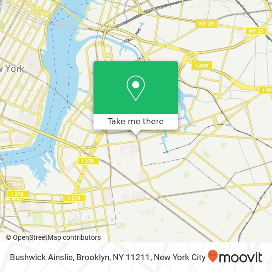 Mapa de Bushwick Ainslie, Brooklyn, NY 11211
