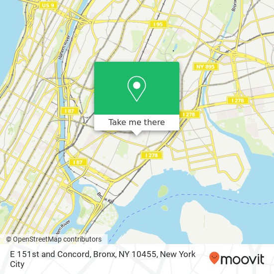 Mapa de E 151st and Concord, Bronx, NY 10455
