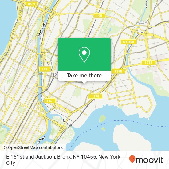 Mapa de E 151st and Jackson, Bronx, NY 10455