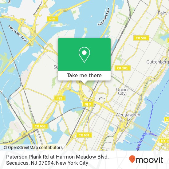 Mapa de Paterson Plank Rd at Harmon Meadow Blvd, Secaucus, NJ 07094