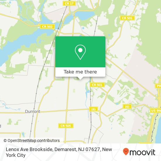 Mapa de Lenox Ave Brookside, Demarest, NJ 07627