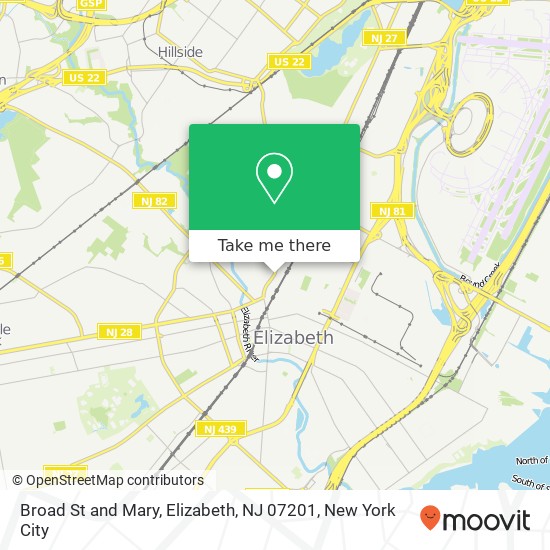 Mapa de Broad St and Mary, Elizabeth, NJ 07201