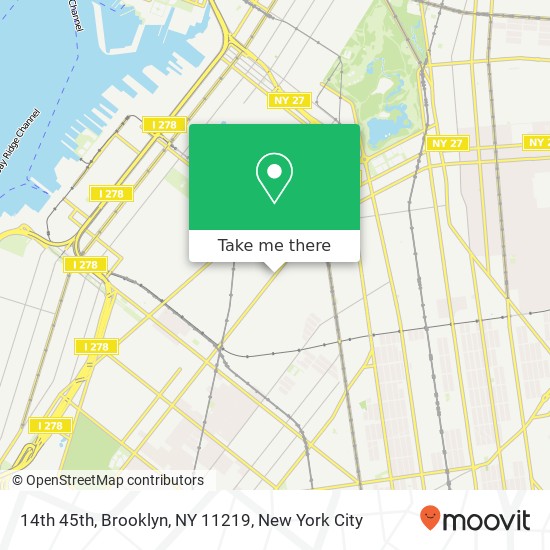 Mapa de 14th 45th, Brooklyn, NY 11219