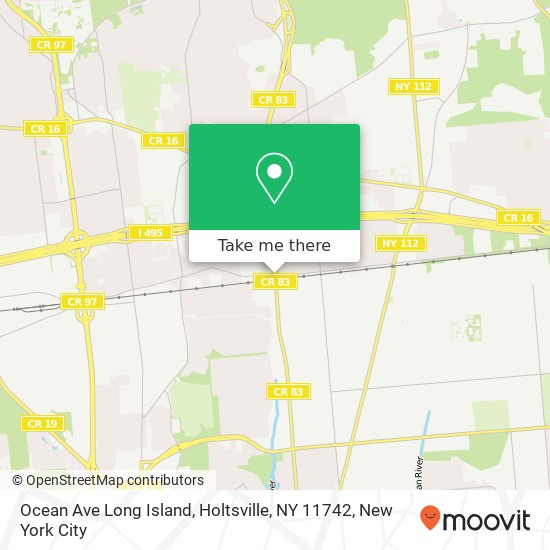 Mapa de Ocean Ave Long Island, Holtsville, NY 11742