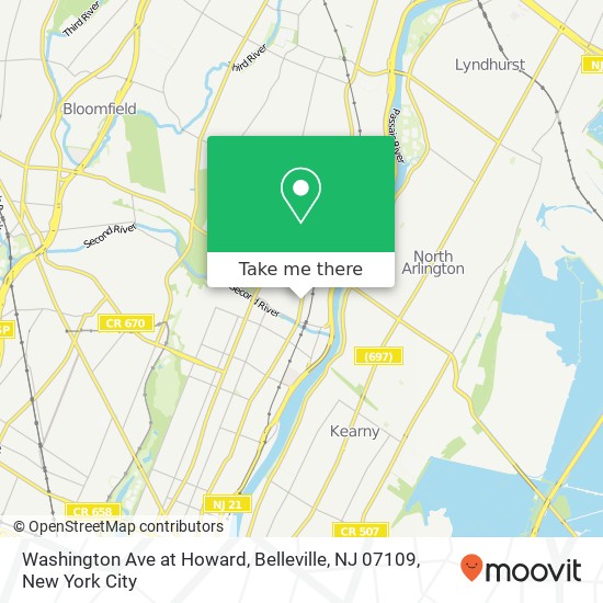 Mapa de Washington Ave at Howard, Belleville, NJ 07109
