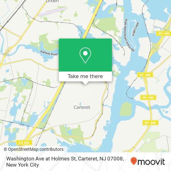 Mapa de Washington Ave at Holmes St, Carteret, NJ 07008