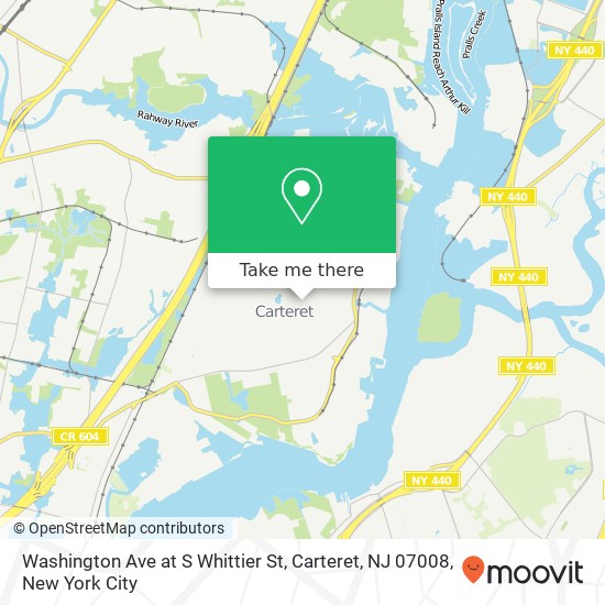 Mapa de Washington Ave at S Whittier St, Carteret, NJ 07008