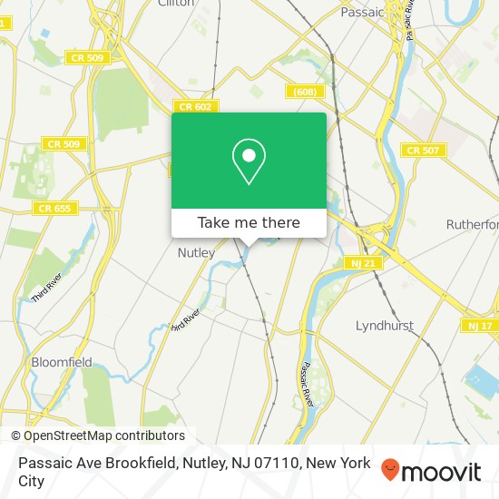 Passaic Ave Brookfield, Nutley, NJ 07110 map