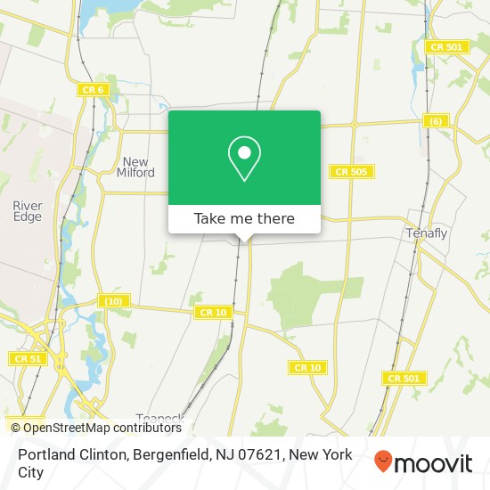 Mapa de Portland Clinton, Bergenfield, NJ 07621