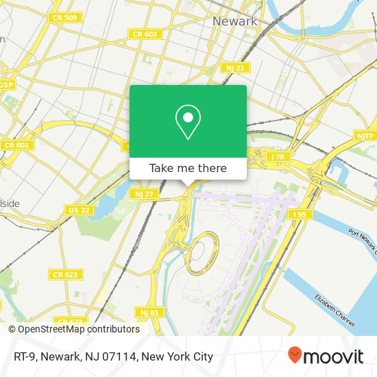 Mapa de RT-9, Newark, NJ 07114