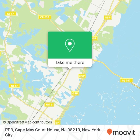 Mapa de RT-9, Cape May Court House, NJ 08210