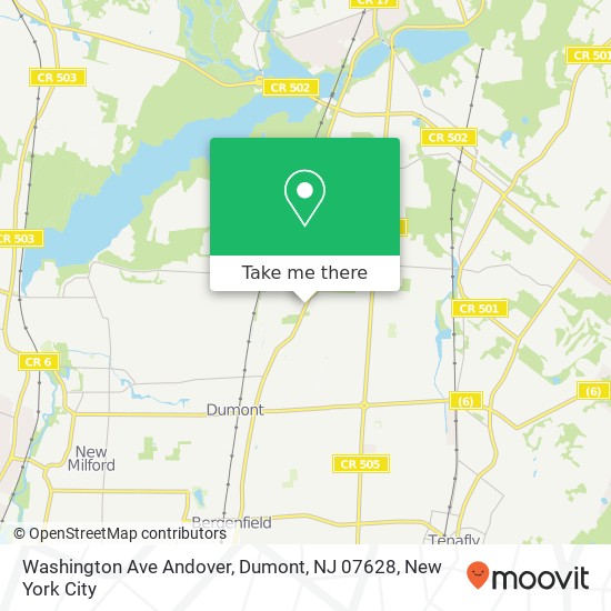 Mapa de Washington Ave Andover, Dumont, NJ 07628