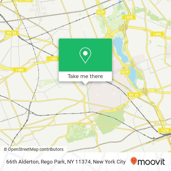 Mapa de 66th Alderton, Rego Park, NY 11374