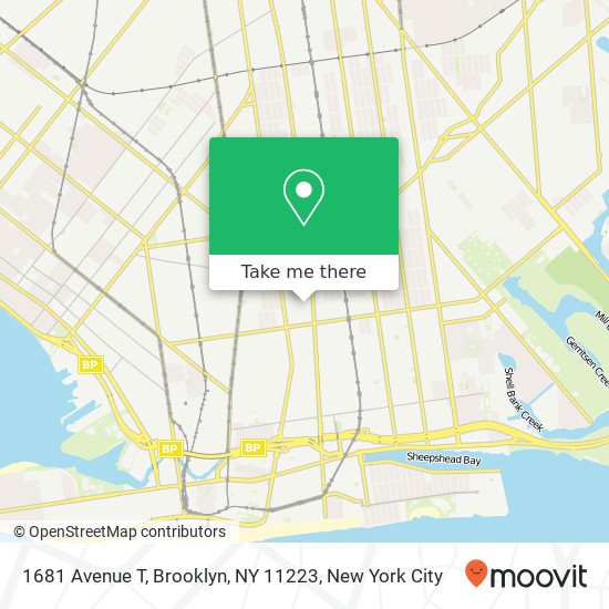 Mapa de 1681 Avenue T, Brooklyn, NY 11223
