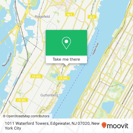 Mapa de 1011 Waterford Towers, Edgewater, NJ 07020