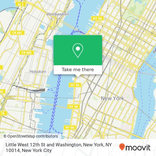 Mapa de Little West 12th St and Washington, New York, NY 10014
