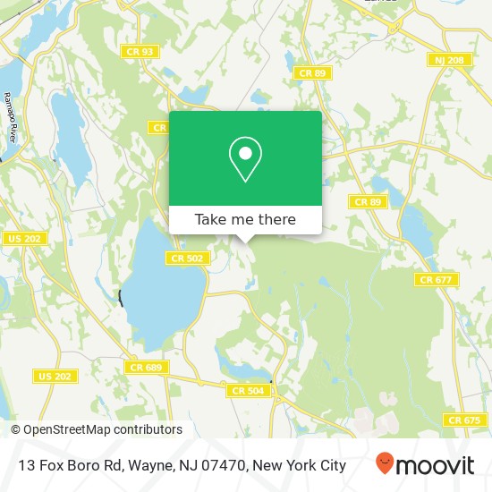 Mapa de 13 Fox Boro Rd, Wayne, NJ 07470