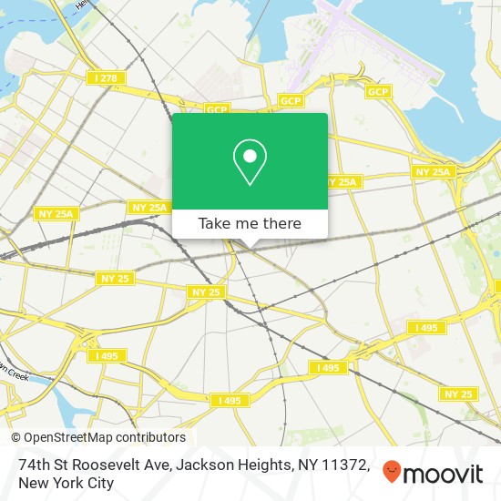 Mapa de 74th St Roosevelt Ave, Jackson Heights, NY 11372