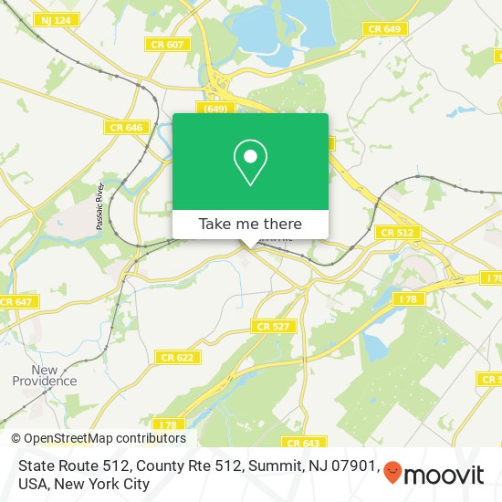 Mapa de State Route 512, County Rte 512, Summit, NJ 07901, USA