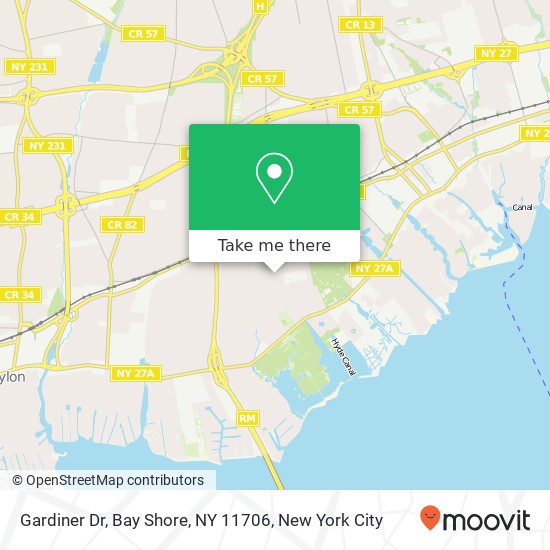 Mapa de Gardiner Dr, Bay Shore, NY 11706