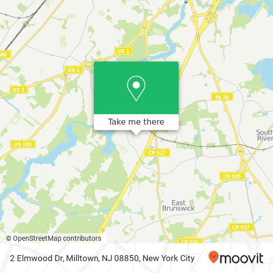 Mapa de 2 Elmwood Dr, Milltown, NJ 08850