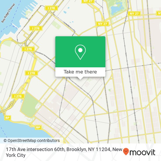 Mapa de 17th Ave intersection 60th, Brooklyn, NY 11204