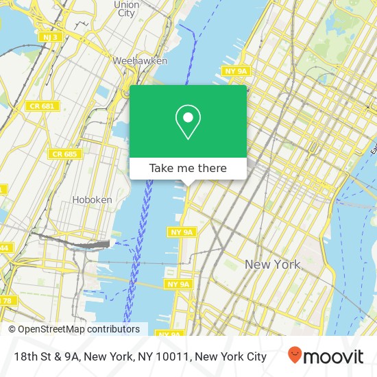 18th St & 9A, New York, NY 10011 map