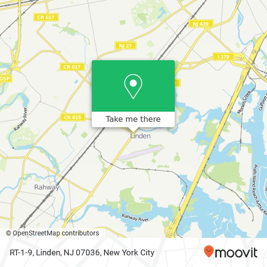 Mapa de RT-1-9, Linden, NJ 07036