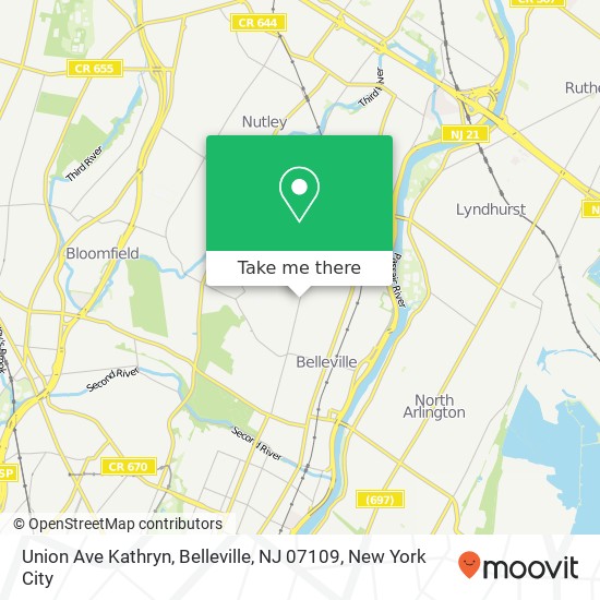 Mapa de Union Ave Kathryn, Belleville, NJ 07109