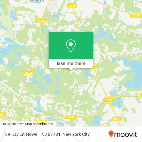 Mapa de 39 Kay Ln, Howell, NJ 07731