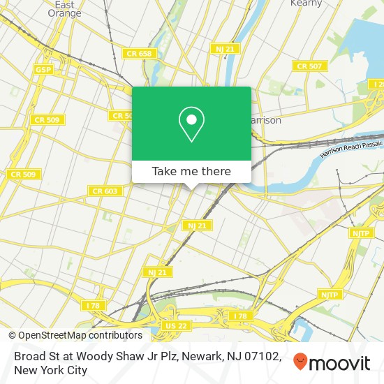 Mapa de Broad St at Woody Shaw Jr Plz, Newark, NJ 07102