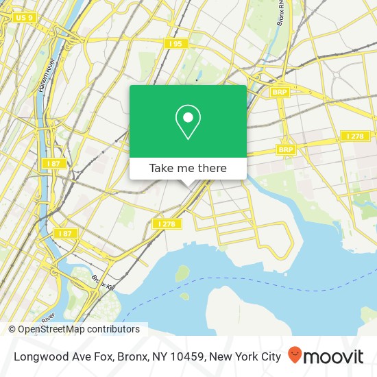 Mapa de Longwood Ave Fox, Bronx, NY 10459